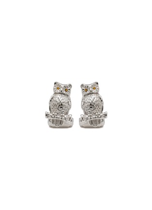 首图 - 点击放大 - THOMPSON - Owl Swarovski Crystal Palladium Cufflinks