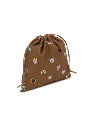 模特儿示范图 - 点击放大 - LOEWE - Cats Small Drawstring Canvas Cotton Pouch