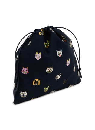 模特儿示范图 - 点击放大 - LOEWE - Cats Small Drawstring Canvas Cotton Pouch