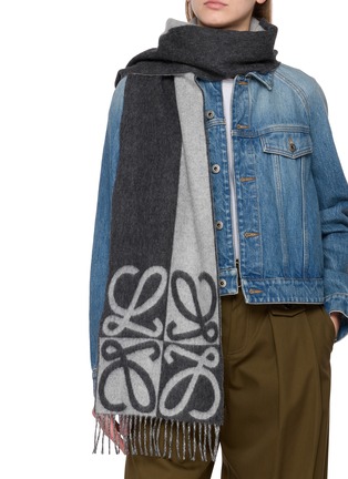 模特儿示范图 - 点击放大 - LOEWE - 流苏饰混羊毛围巾