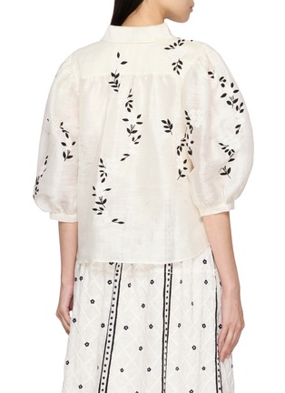 背面 - 点击放大 - JUPE BY JACKIE - Harlow Balloon Sleeve Hand Embroidered Silk Linen Shirt