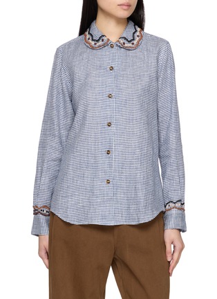 首图 - 点击放大 - JUPE BY JACKIE - Wattle Chequered Hand Embroidered Linen Shirt