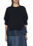 首图 - 点击放大 - SACAI - Hybrid Half Sleeve Dark Wash Denim Top