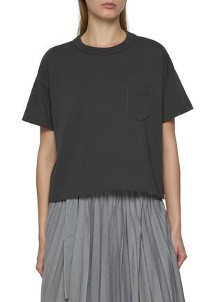 首图 - 点击放大 - SACAI - Side Popper Logo Cotton T-Shirt