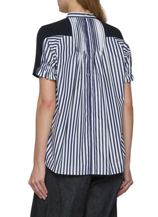 背面 - 点击放大 - SACAI - Hybrid Striped Smocked Back Cotton T-Shirt