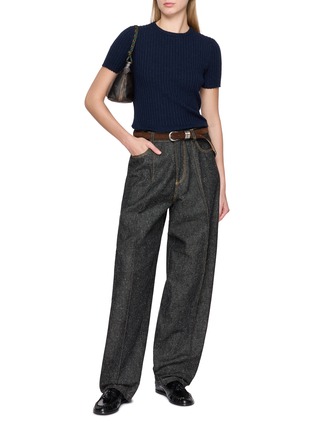 模特儿示范图 - 点击放大 - THE ELDER STATESMAN - Ellie Ribbed Cashmere Knit Top