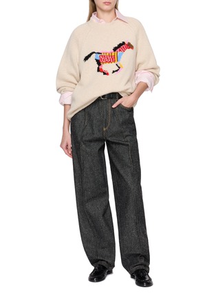 模特儿示范图 - 点击放大 - THE ELDER STATESMAN - Glacier Horse Intarsia Cashmere Knit Sweater