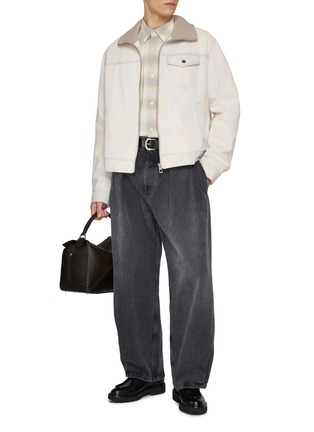 模特儿示范图 - 点击放大 - LOEWE - Argyle Jaquard Zip Up Denim Jacket