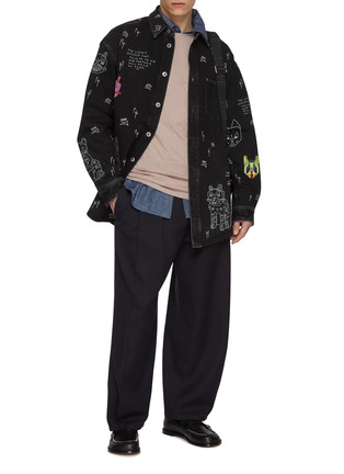 模特儿示范图 - 点击放大 - LOEWE - Two Tone Anagram Embroidery Cotton T-Shirt