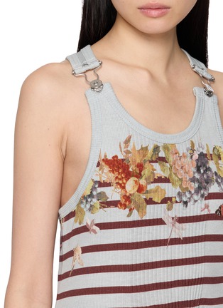  - JEAN PAUL GAULTIER - Sleeveless Marinière Grape Print Ribbed Cotton Long Dress