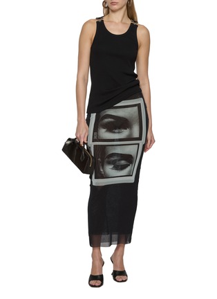 模特儿示范图 - 点击放大 - JEAN PAUL GAULTIER - Overall Buckle Ribbed Cotton Tank Top