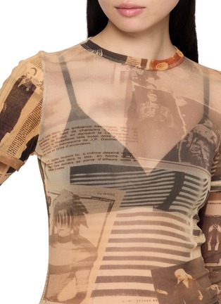  - JEAN PAUL GAULTIER - Double Sleeve Journal Print Mesh Top