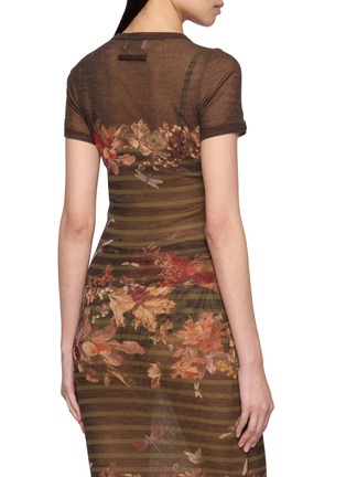 背面 - 点击放大 - JEAN PAUL GAULTIER - Marinière Grape Print Sheer Mesh T-Shirt