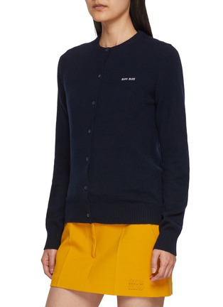 细节 - 点击放大 - MIU MIU - 娃娃领羊绒针织开衫