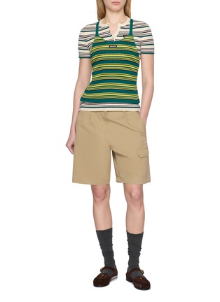 模特儿示范图 - 点击放大 - MIU MIU - 系带针织吊带背心