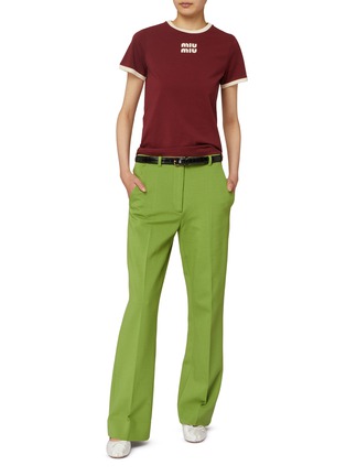 模特儿示范图 - 点击放大 - MIU MIU - 拼色滚边 LOGO 上衣