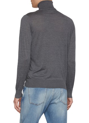 背面 - 点击放大 - BRUNELLO CUCINELLI - Long Sleeve Turtleneck Cotton Silk Knit Sweater