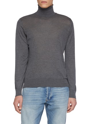 首图 - 点击放大 - BRUNELLO CUCINELLI - Long Sleeve Turtleneck Cotton Silk Knit Sweater