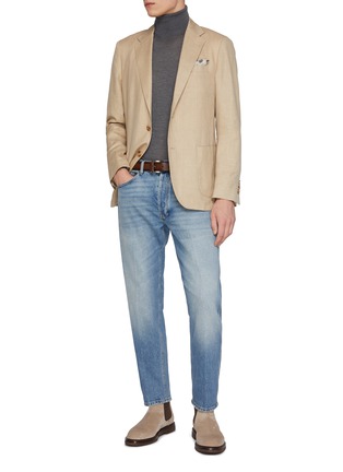 模特儿示范图 - 点击放大 - BRUNELLO CUCINELLI - Long Sleeve Turtleneck Cotton Silk Knit Sweater