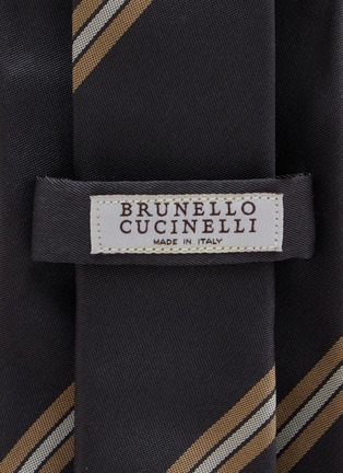 细节 - 点击放大 - BRUNELLO CUCINELLI - 真丝条纹领带