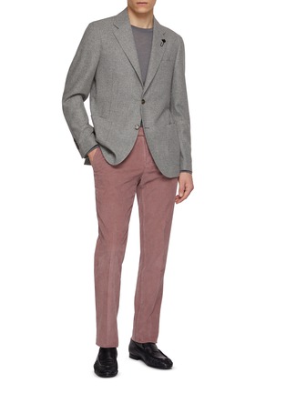 模特儿示范图 - 点击放大 - LARDINI - Single Breasted Houndstooth Blazer