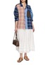 模特儿示范图 - 点击放大 - STORY MFG - Greetings Patchwork Appliqué Letter Cotton Shirt