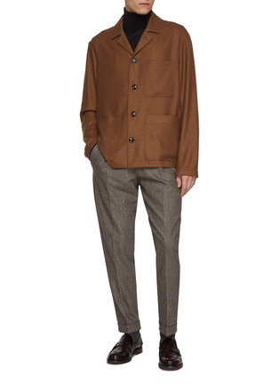 模特儿示范图 - 点击放大 - PIACENZA 1733 - Patch Pocket Cashmere Silk Chore Jacket