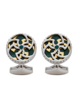 首图 - 点击放大 - TATEOSSIAN - Palladium Gold-Toned Swarovski Rotating Cutwork Trinity Cufflinks
