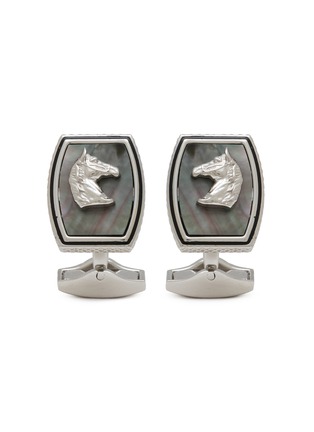 首图 - 点击放大 - TATEOSSIAN - Palladium Mother of Pearl Enamel Diamond Tonneau Cufflinks