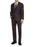 模特儿示范图 - 点击放大 - RING JACKET - Notch Lapel Single Breasted Milled Herringbone Wool Suit