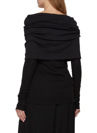 背面 - 点击放大 - BOWTE - Cape Detail Long Sleeve Cotton Silk Top