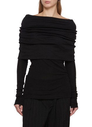 首图 - 点击放大 - BOWTE - Cape Detail Long Sleeve Cotton Silk Top