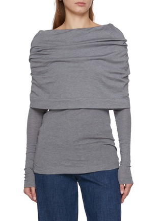 首图 - 点击放大 - BOWTE - Cape Detail Long Sleeve Cotton Silk Top