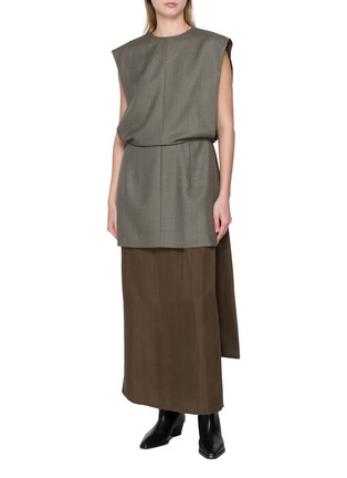 模特儿示范图 - 点击放大 - BOWTE - Blueface Worsted Wool Dress With Train