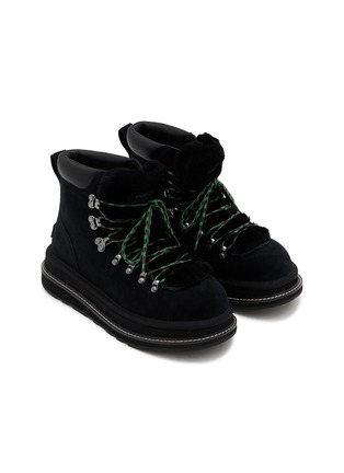 细节 - 点击放大 - UGG - X sacai Flat Platform Ankle Suede Shearling Hiker Boots