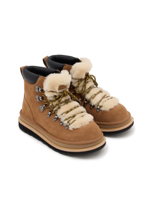 细节 - 点击放大 - UGG - X sacai Flat Platform Ankle Suede Shearling Hiker Boots
