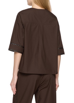 背面 - 点击放大 - YVES SALOMON - Split Neckline Cotton Chemise Top