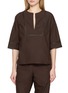 首图 - 点击放大 - YVES SALOMON - Split Neckline Cotton Chemise Top