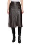 首图 - 点击放大 - YVES SALOMON - Wrap Button Front Leather Midi Skirt