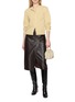 模特儿示范图 - 点击放大 - YVES SALOMON - Wrap Button Front Leather Midi Skirt