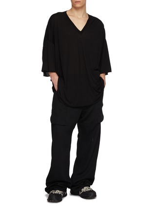 模特儿示范图 - 点击放大 - RICK OWENS - V-Neck Cotton Gauze Jersey T-Shirt