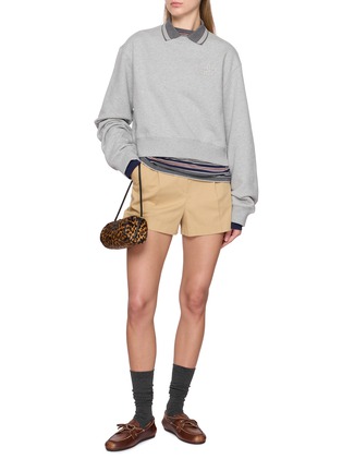 模特儿示范图 - 点击放大 - MIU MIU - 撞色领纯棉套头卫衣