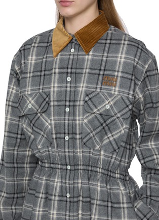  - MIU MIU - 拼接领格纹连衣裙