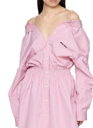 - MIU MIU - Popeline Off Shoulder Wool Blend Shirt Dress