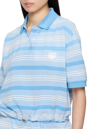  - PRADA - Short Sleeve Striped Cotton Polo Top