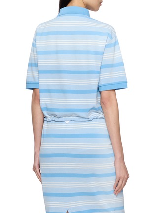 背面 - 点击放大 - PRADA - Short Sleeve Striped Cotton Polo Top