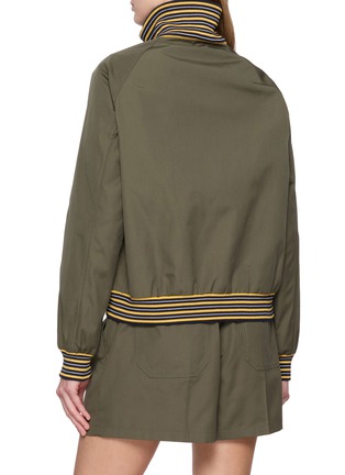 背面 - 点击放大 - PRADA - Striped Rib Trim Zip Up Jacket