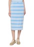 首图 - 点击放大 - PRADA - Striped Elasticated Waist Cotton Jersey Midi Skirt