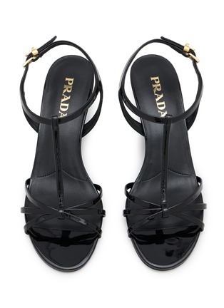 细节 - 点击放大 - PRADA - 55 Patent Leather Wedge Sandals