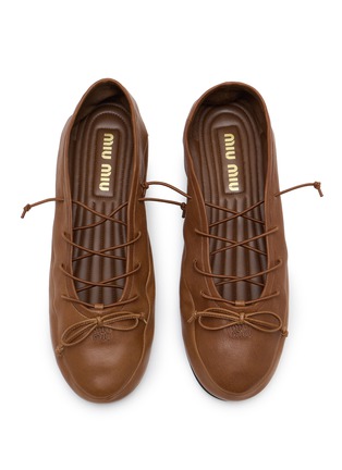 细节 - 点击放大 - MIU MIU - 系带芭蕾舞平底鞋